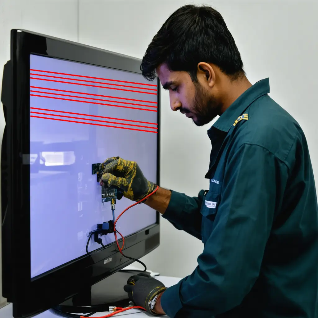 Experienced technician repairing Onida LED Smart TV